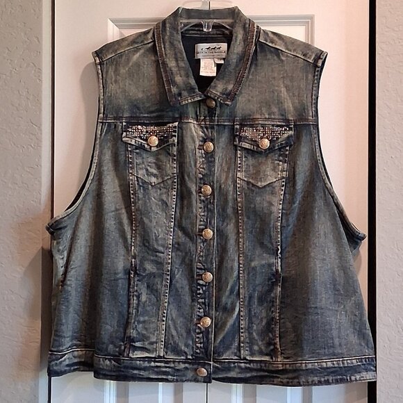 Back In The Saddle Blue Denim Vest Women's Size 2X - Picture 1 of 16